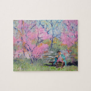 Het lezen van haar brief Redbuds / Kunstenaar Larr Legpuzzel