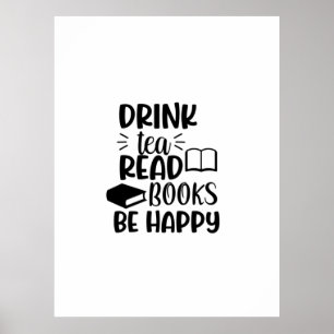 Het lezen van kunstwerk Drink thee lezen Boeken zi Poster