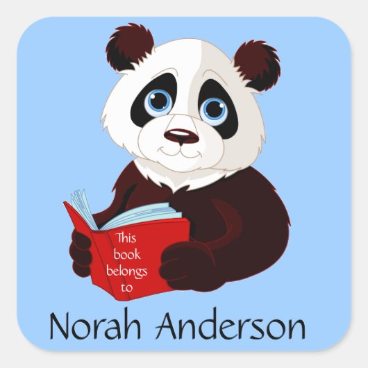 Het lezen van Panda Bookplate Sticker (Voorkant)