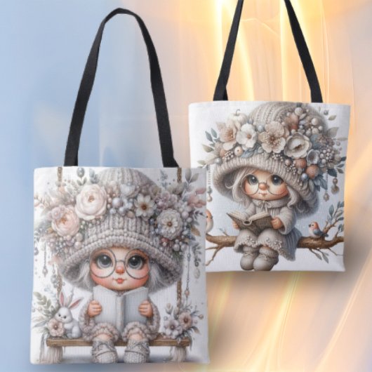 Het lezen van Winter Gnomes Canvas tas