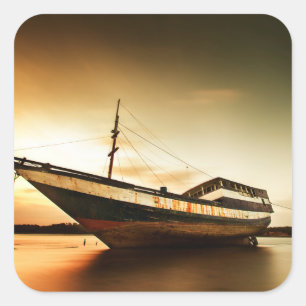 Het lichaam van het oude schip Bali, Indonesië Vierkante Sticker