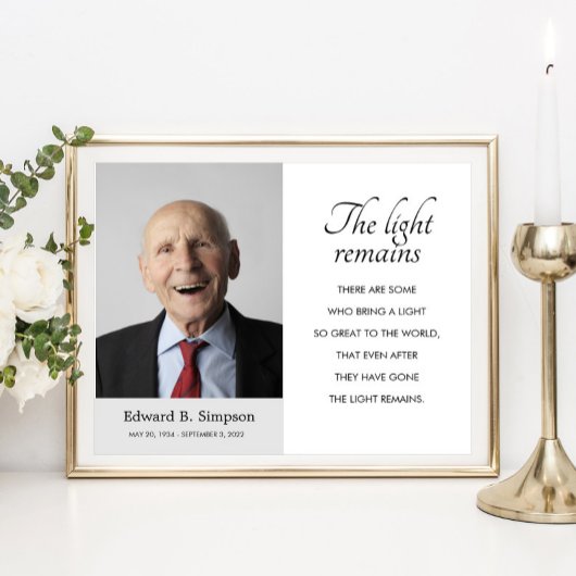 Het Licht Blijft Herdenkingsgedicht Met Foto Poster