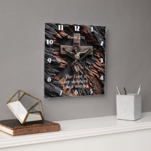 Het licht van de herder (Psalm 23:1) Vierkante Klok
