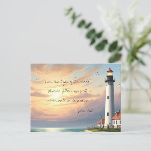 Het licht van de wereld Johannes 8:12 Briefkaart (Staand voorkant)