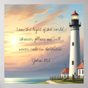 Het licht van de wereld Johannes 8:12 Poster