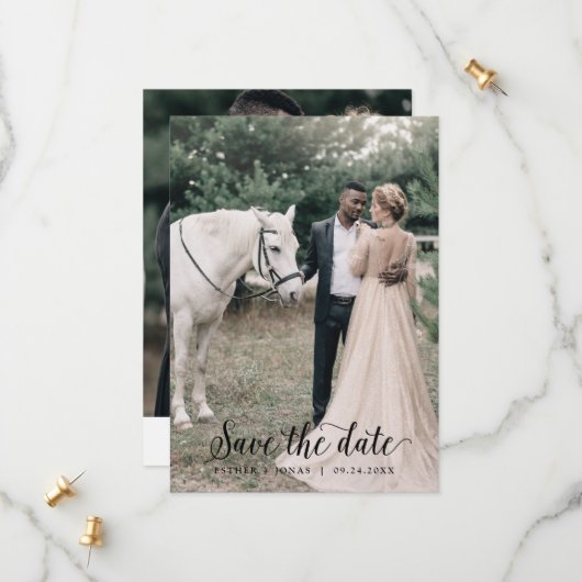  het Lichte Malplaatje van de Foto van het Manuscr Save The Date (Voorkant / Achterkant in situ)