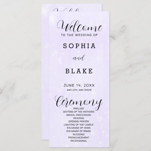 Het lichte Paarse en Witte Moderne Programma van d (Voorkant / Achterkant)