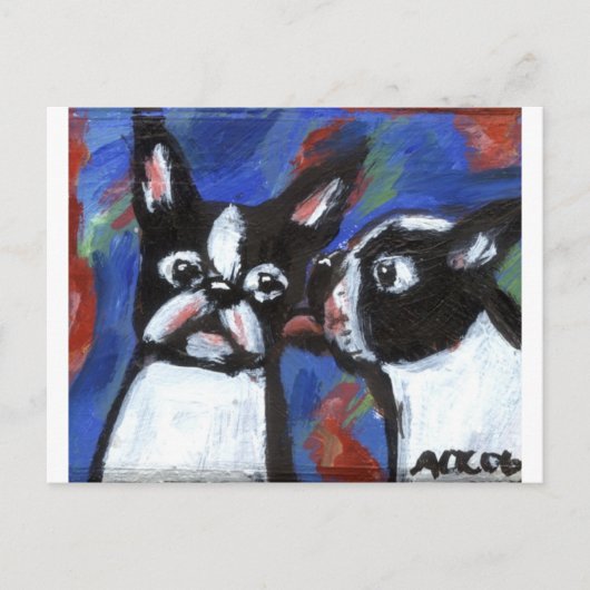 Het liefdesschilderij van Boston Terrier Briefkaart (Voorkant)