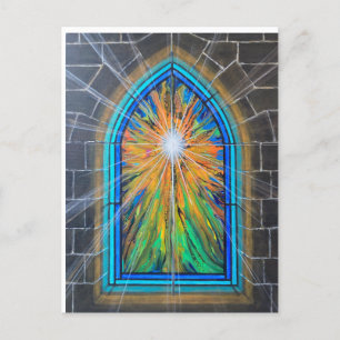 Het Light 3 Church Glas in lood Briefkaart