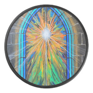 Het Light 3 Church Glas in lood-venster Hockey Puck