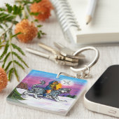 Het Light of Hope kerstfantasie-potloodkunstwerk Sleutelhanger (Voorkant Rechts)