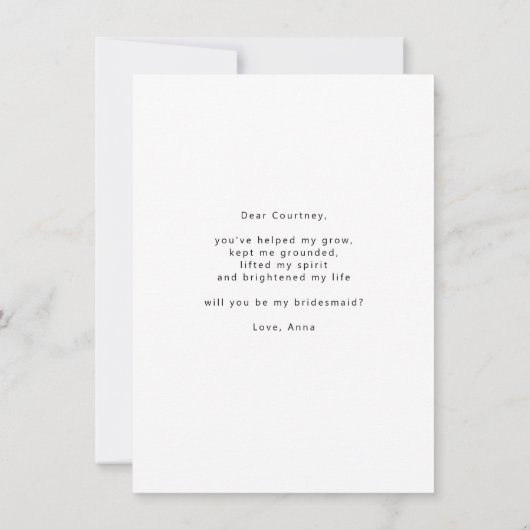 Het Lijst van Arch zal u mijn Bridesmaid- Kaart zi (Achterkant)