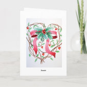 Het lint van Kerstmis in een hart Feestdagen Kaart (Achterkant)