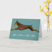 Het lopen Rode Doberman, Kaart (Gele Bloem)