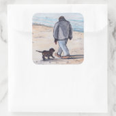 Het lopen van de hond - 05 vierkante sticker (Tas)