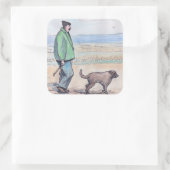 Het lopen van de hond - 06 vierkante sticker (Tas)