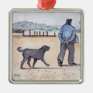 het lopen van de hond - 07 metalen ornament