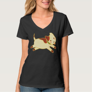 Het lopen van de hond in bruine klauw t-shirt