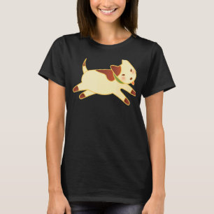Het lopen van de hond in bruine klauw t-shirt