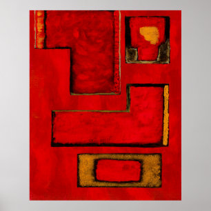Het losgemaakte Abstracte Geometrische Rode Zwarte Poster