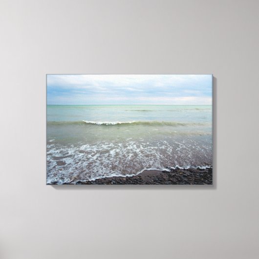 Het losmaken van de Beach Landscape Waves en Blue Canvas Afdruk (Voorkant)