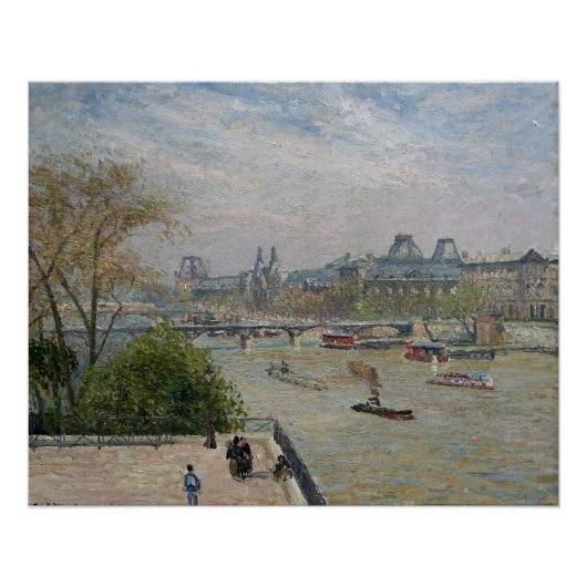 Het Louvre, de lente van Camille Pissarro Perfect Poster (Voorkant)