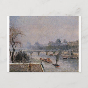 Het Louvre, Morning, Sneeuweffect Camille Pissarro Briefkaart