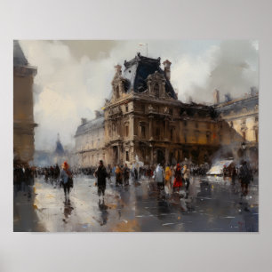 Het Louvre Paris Frankrijk Landschapskunst Print P