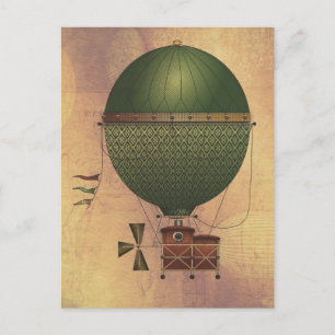 Het luchtschip Citronnier Steampunk Flying Machine Briefkaart