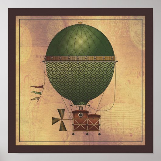 Het luchtschip Citronnier Steampunk Flying Machine Poster (Voorkant)
