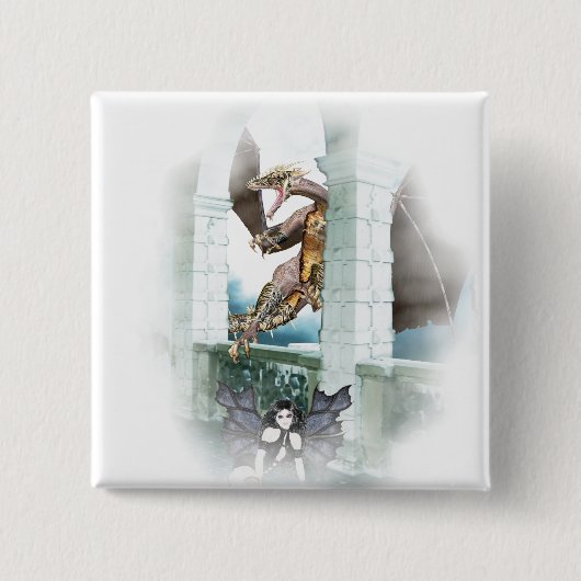 Het luchtvignet van de Dragon Vierkante Button 5,1 Cm (Voorkant)