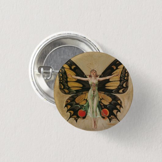 Het luidop - vlindermeisje ronde button 3,2 cm (Voorkant /achterkant)