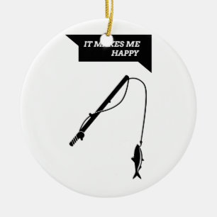 Het maakt me Happy_Fisihng Rod Keramisch Ornament