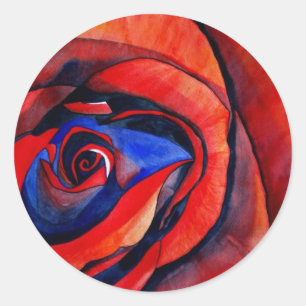 Het macro rood nam het abstracte kunst schilderen ronde sticker