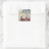 Het maken in de ochtend vierkante sticker (Tas)