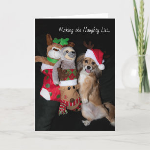 Het maken van de stoute lijst kerstkaart feestdagen kaart