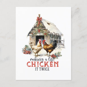 "Het maken van een lijst, Chicken it two" Puns Chr Briefkaart
