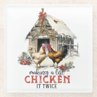 "Het maken van een lijst, Chicken it two" Puns Chr Glazen Onderzetter