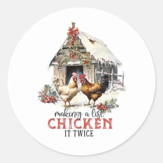 "Het maken van een lijst, Chicken it two" Puns Chr Ronde Sticker (Voorkant)