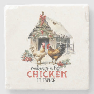 "Het maken van een lijst, Chicken it two" Puns Chr Stenen Onderzetter