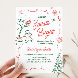 Het maken van geesten Bright Hand getrokken kerstf Kaart