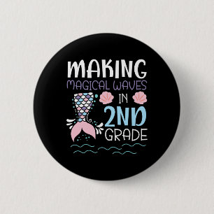Het maken van magische golven in 2e klas zeemeermi ronde button 5,7 cm