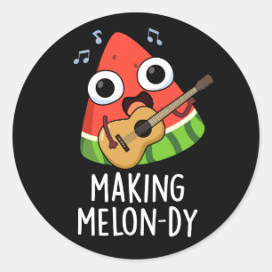 Het maken van Melon-dy Funny Melon Pun Dark BG Ronde Sticker