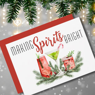 Het maken van Spirits Bright Feestelijke Cocktails Feestdagenkaart