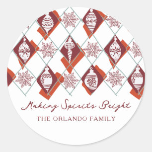 Het maken van Spirits Bright Red Holiday Baking Ronde Sticker