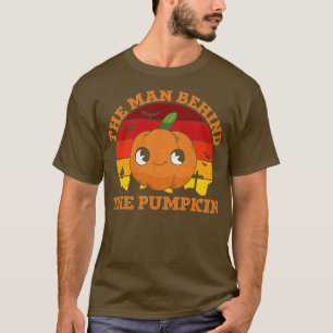 Het man achter de pompoen grappige pompoen met een t-shirt