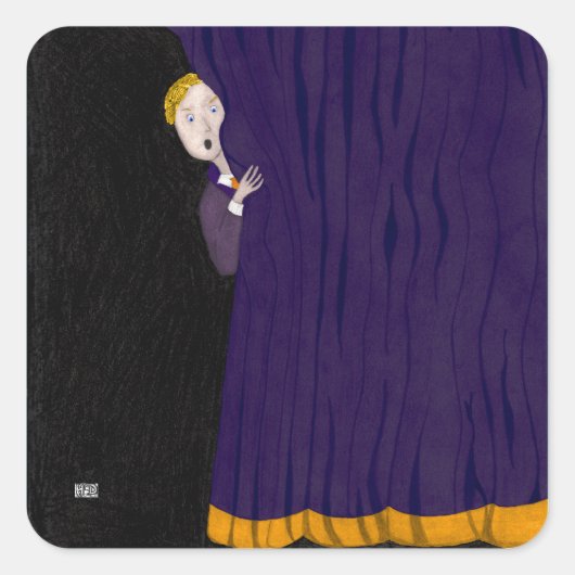 Het Man achter het gordijn Vierkante Sticker (Voorkant)