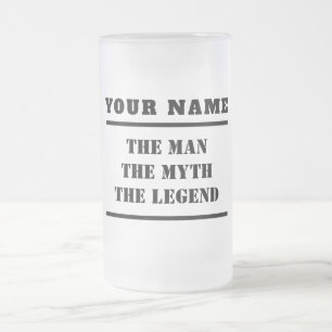 Het Man De mythe De Legende Aangepaste tekst Matglas Bierpul