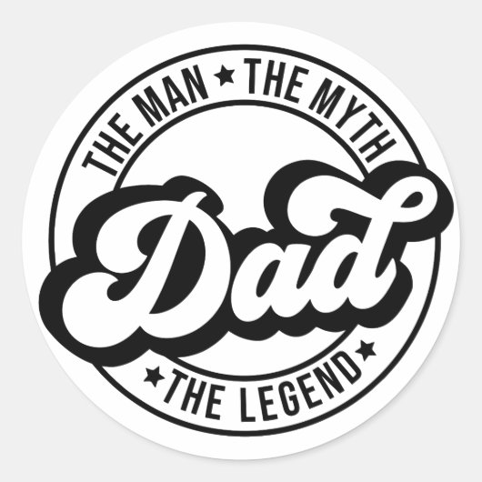 Het man, de mythe, de legende, vader, vader, vader ronde sticker (Voorkant)