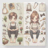 Het man, de vrouw ver.1 Stone Onderzetter (Voorkant)